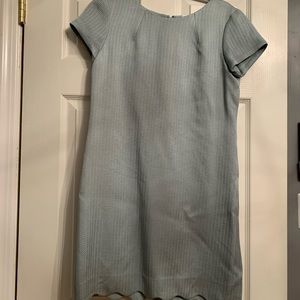 Scalloped bottom silk blue dress